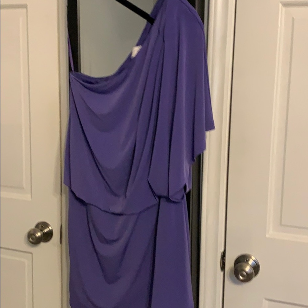 Purple dress with off the shoulder on one side